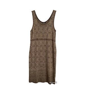 Peruvian Connection Knit Sweater Dress Brown Beige Womens XL